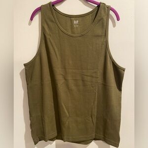 Gap Factory Textured Ribbed Tank, Men’s, Size L, Dark olive green